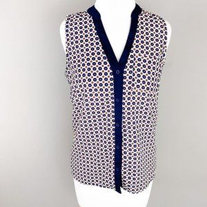 Olive & Oak Navy Orange V-Neck Dress Tank Top XS